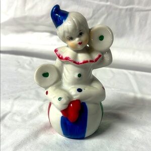 Hand Painted Porcelain Circus Musician Playing Cymbals